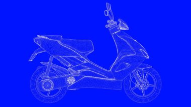 3D Render mavi bir bac üzerinde beyaz çizgiler mavi bir baskı motor