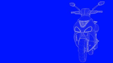 3D Render mavi bir bac üzerinde beyaz çizgiler mavi bir baskı motor