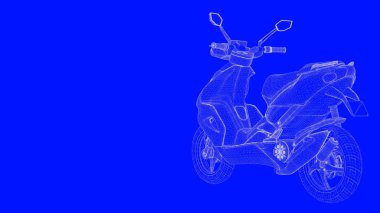 3D Render mavi bir bac üzerinde beyaz çizgiler mavi bir baskı motor