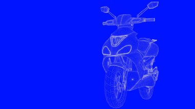 3D Render mavi bir bac üzerinde beyaz çizgiler mavi bir baskı motor