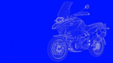 3D Render mavi bir bac üzerinde beyaz çizgiler mavi bir baskı motor