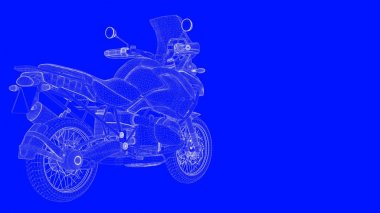 3D Render mavi bir bac üzerinde beyaz çizgiler mavi bir baskı motor