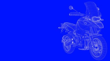 3D Render mavi bir bac üzerinde beyaz çizgiler mavi bir baskı motor