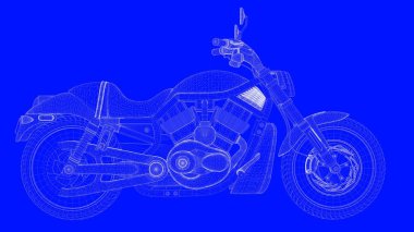 3D Render mavi bir bac üzerinde beyaz çizgiler mavi bir baskı motor