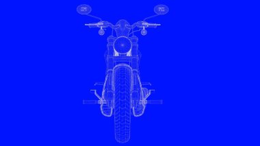 3D Render mavi bir bac üzerinde beyaz çizgiler mavi bir baskı motor