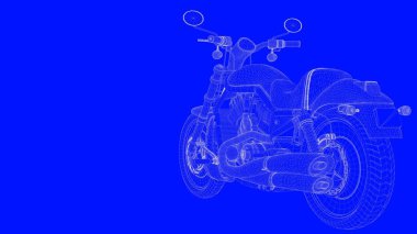 3D Render mavi bir bac üzerinde beyaz çizgiler mavi bir baskı motor