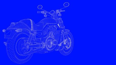 3D Render mavi bir bac üzerinde beyaz çizgiler mavi bir baskı motor