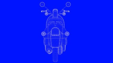 3D Render mavi bir bac üzerinde beyaz çizgiler mavi bir baskı motor
