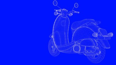 3D Render mavi bir bac üzerinde beyaz çizgiler mavi bir baskı motor