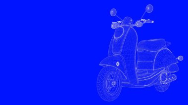 3D Render mavi bir bac üzerinde beyaz çizgiler mavi bir baskı motor