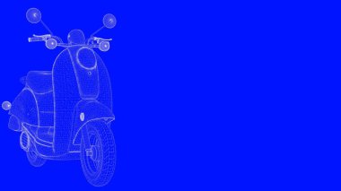 3D Render mavi bir bac üzerinde beyaz çizgiler mavi bir baskı motor