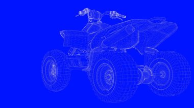 3D Render mavi bir bac üzerinde beyaz çizgiler mavi bir baskı motor