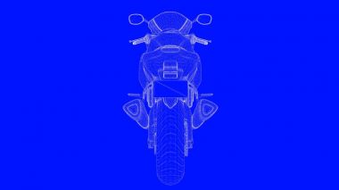 3D Render mavi bir bac üzerinde beyaz çizgiler mavi bir baskı motor