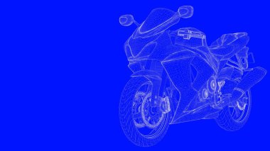 3D Render mavi bir bac üzerinde beyaz çizgiler mavi bir baskı motor