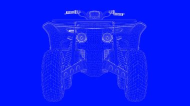 3D Render mavi bir bac üzerinde beyaz çizgiler mavi bir baskı motor