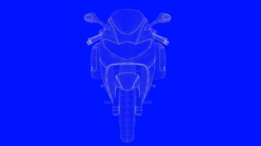 3D Render mavi bir bac üzerinde beyaz çizgiler mavi bir baskı motor