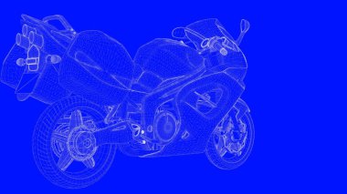 3D Render mavi bir bac üzerinde beyaz çizgiler mavi bir baskı motor