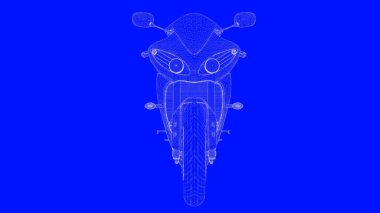 3D Render mavi bir bac üzerinde beyaz çizgiler mavi bir baskı motor