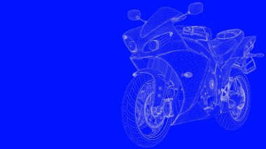 3D Render mavi bir bac üzerinde beyaz çizgiler mavi bir baskı motor