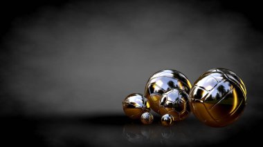 karanlık bir arka plan üzerinde altın bir top 3D render