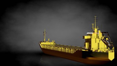 karanlık bir arka plan bir altın gemi 3D render