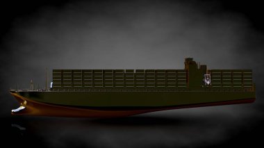 karanlık bir arka plan bir altın gemi 3D render
