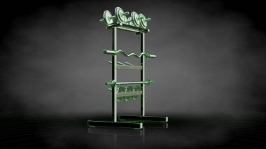 yeşil bir yansıtıcı spor araçları 3D işleme hatları özetlenen