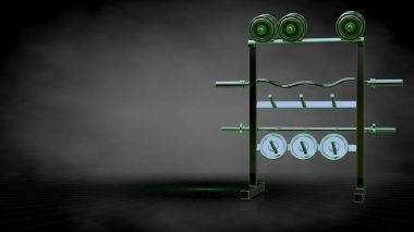 yeşil bir yansıtıcı spor araçları 3D işleme hatları özetlenen