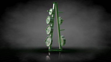 yeşil bir yansıtıcı spor araçları 3D işleme hatları özetlenen