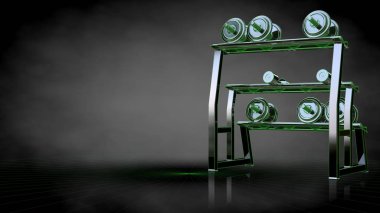 yeşil bir yansıtıcı spor araçları 3D işleme hatları özetlenen