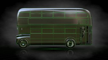 3D render yeşil ile yansıtıcı bir otobüs hatları bl sıraladı.