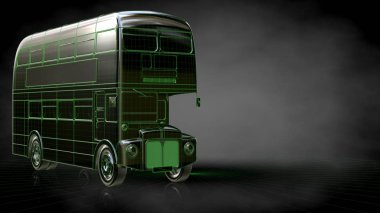 3D render yeşil ile yansıtıcı bir otobüs hatları bl sıraladı.