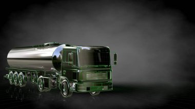 Yeşil Seviyelendirilmiş satırlar halinde yansıtıcı bir kamyonla 3D render 