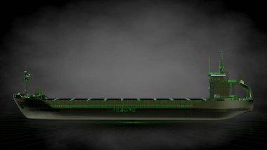 bir yansıtıcı büyük kargo gemisi ile özetlenen yeşil 3D render