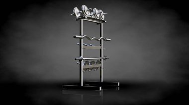 karanlık bir backgro bir metalik yansıtıcı spor araçları 3D render