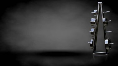 karanlık bir backgro bir metalik yansıtıcı spor araçları 3D render