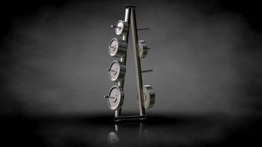 karanlık bir backgro bir metalik yansıtıcı spor araçları 3D render