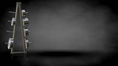 karanlık bir backgro bir metalik yansıtıcı spor araçları 3D render