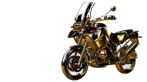 altın bir motosiklet üzerinde 3D render üzerinde beyaz bir backg izole