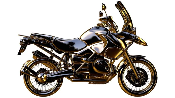 altın bir motosiklet üzerinde 3D render üzerinde beyaz bir backg izole