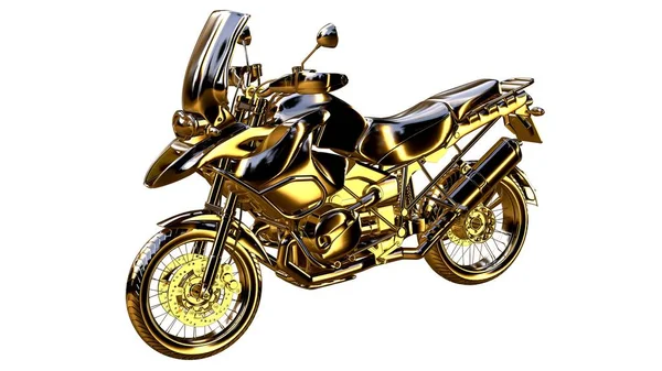 3d representación de una motocicleta de oro en aislado en un respaldo blanco — Foto de Stock