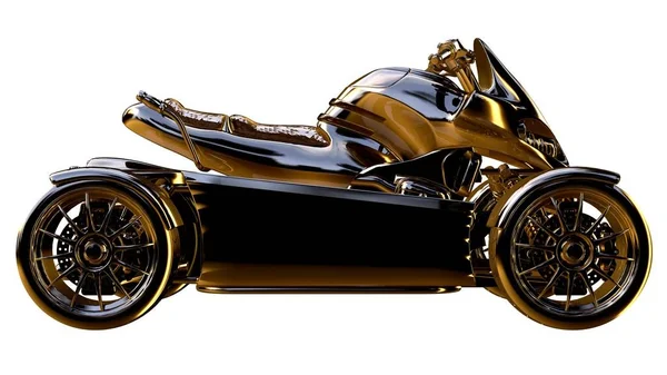 3d rendering of a golden motorcycle on isolated on a white backg — Stock Photo, Image