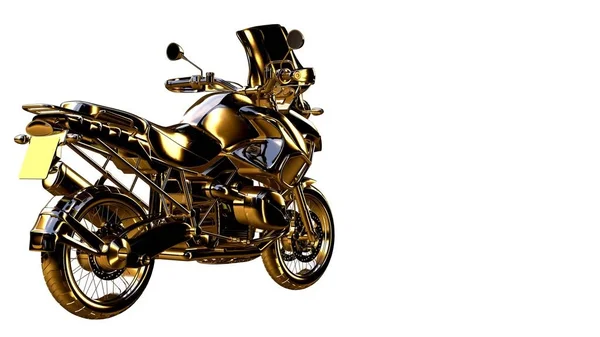 3d rendering of a golden motorcycle on isolated on a white backg — Stock Photo, Image