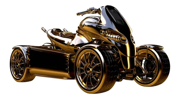 altın bir motosiklet üzerinde 3D render üzerinde beyaz bir backg izole