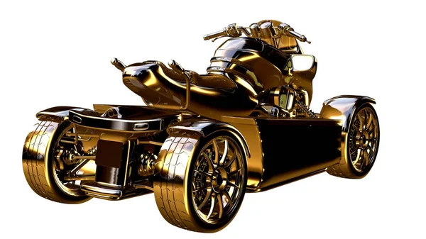 altın bir motosiklet üzerinde 3D render üzerinde beyaz bir backg izole