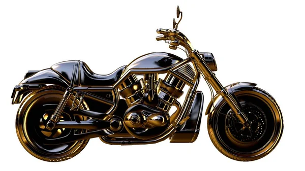 altın bir motosiklet üzerinde 3D render üzerinde beyaz bir backg izole