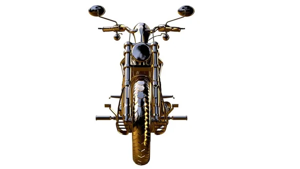 3d візуалізація золотого мотоцикла на ізольованому на білому фоні — стокове фото