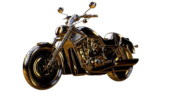 altın bir motosiklet üzerinde 3D render üzerinde beyaz bir backg izole