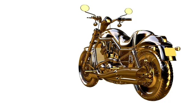 3d representación de una motocicleta de oro en aislado en un respaldo blanco — Foto de Stock