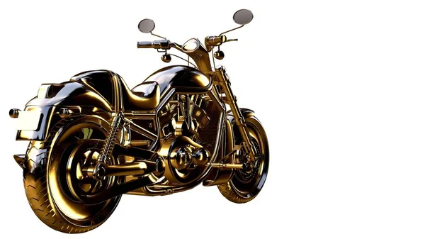 altın bir motosiklet üzerinde 3D render üzerinde beyaz bir backg izole
